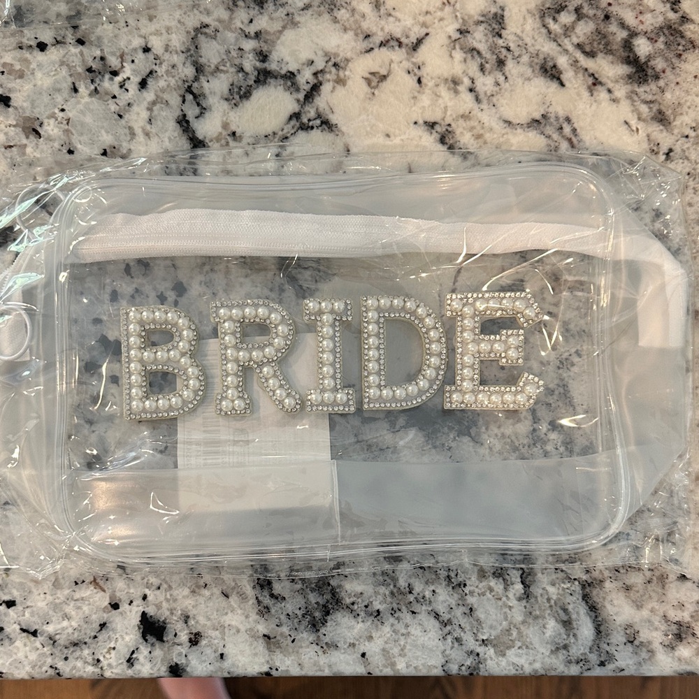 Clear Bride Clutch with Pearl Accents